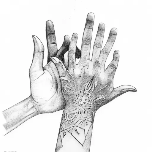 a hand that wants to touch someone's body but ultimately passes through because the body is invisible tattoo design idea