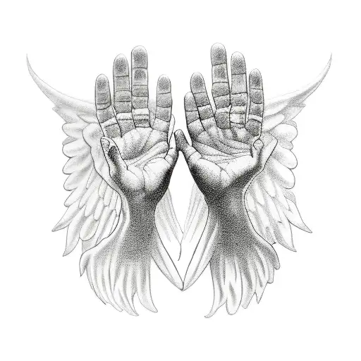 demon's hand and angel's hand tattoo design idea