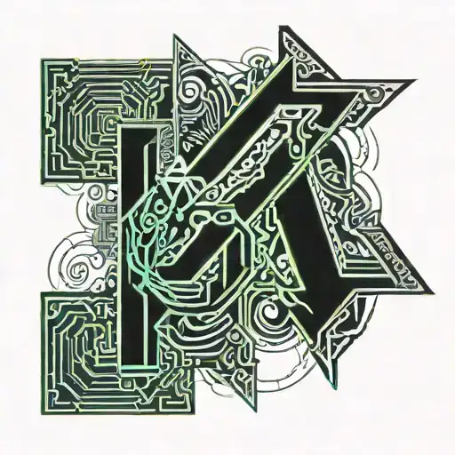 letter and a Monster sine tattoo design idea