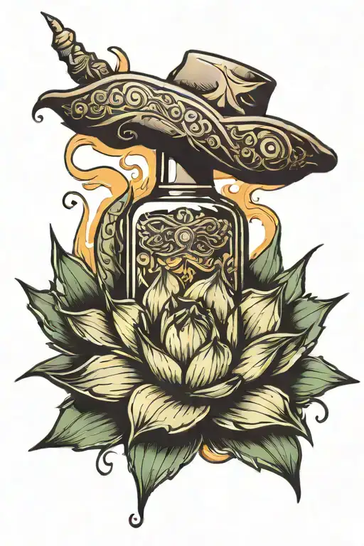 agave tequila bottle floating tattoo design idea