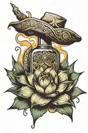 agave tequila bottle floating tattoo design idea