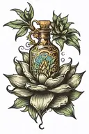 agave tequila bottle floating tattoo design idea