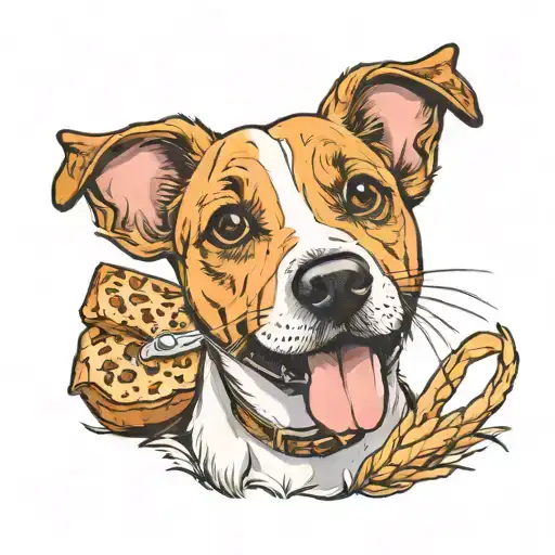 Bread dumpling with head of jack russell terrier head tattoo design idea