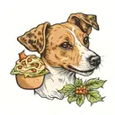 Bread dumpling with head of jack russell terrier head tattoo design idea