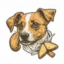 Bread dumpling with head of jack russell terrier head tattoo design idea