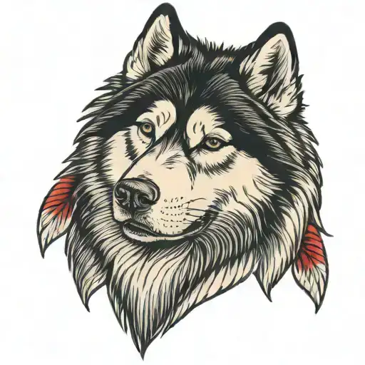 Alaskan malamute face tattoo design idea