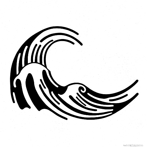 waves with foxes  tattoo design idea