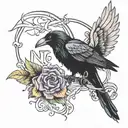 raven and wording "not today" tattoo design idea