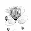 A dotwork design featuring a minimalistic hot air balloon and a travel theme tattoo design idea