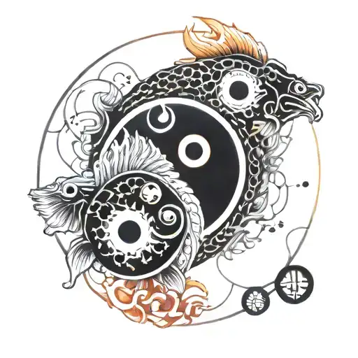 koi fish yin yang tattoo design idea