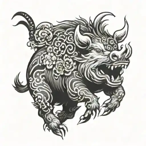 a Chinese zodiac boar tattoo design idea