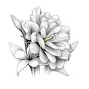 daisy, lily of the valley, rose tattoo design idea