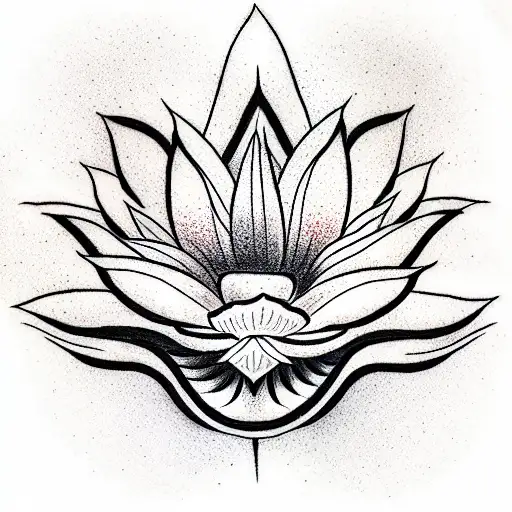 shrine sunset lotus flower tattoo design idea