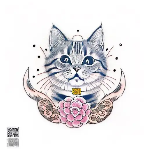 cute cat  tattoo design idea