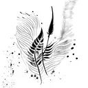water color splash with a feather  tattoo design idea
