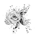 water color splash with a feather  tattoo design idea