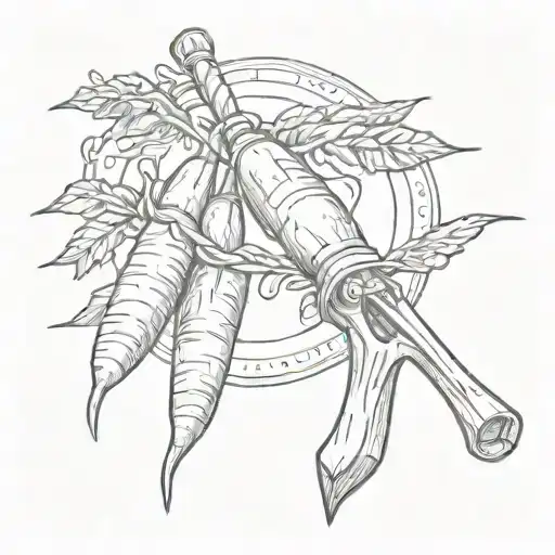 slingshot and a carrot tattoo design idea