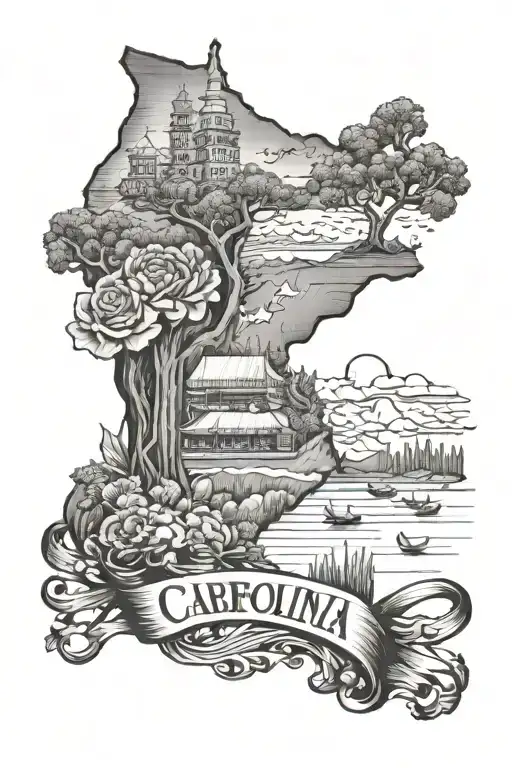 north carolina and california  tattoo design idea
