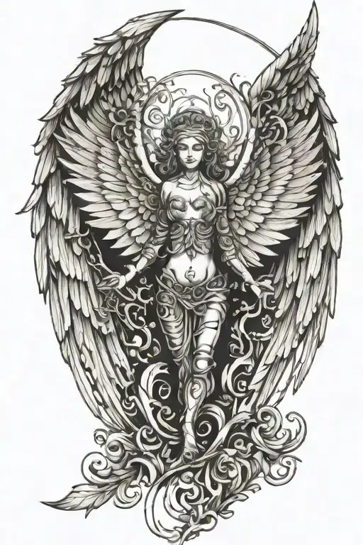 Guardian angel wings tattoo design idea