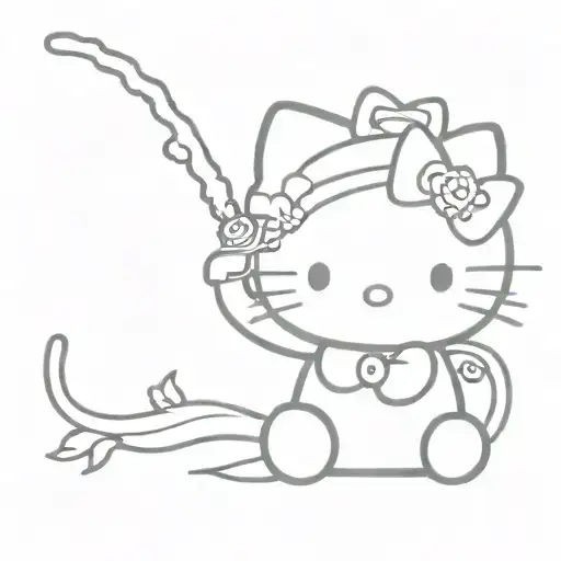 hello kitty smokes cigarette tattoo design idea