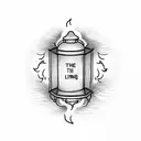 lantern with flame with the words "burning the midnight oil" around it in a circle  tattoo design idea