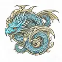 celtic dragon sleeping  tattoo design idea