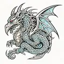celtic dragon sleeping  tattoo design idea