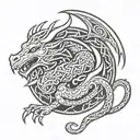 celtic dragon sleeping  tattoo design idea