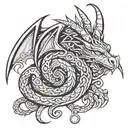 celtic dragon sleeping  tattoo design idea