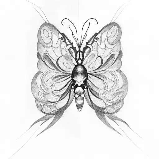Butterfly and spider tattoo design idea