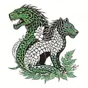 dragon and jaguar with ferns and birds tattoo design idea