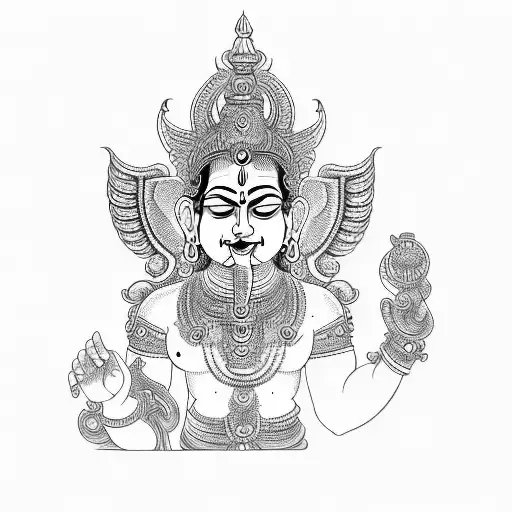 smiling hindu god shukra tattoo design idea