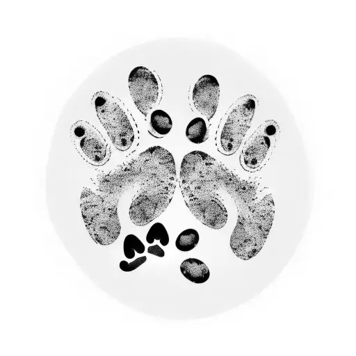 A minimalist tattoo of three paw prints, with each paw print filled with the pattern of a woman's lips, creating a unique and eye-catching design tattoo design idea