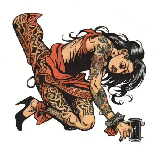 hot girl dancing tattoo design idea