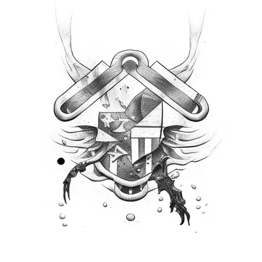 dive flag inside torn skin tattoo design idea