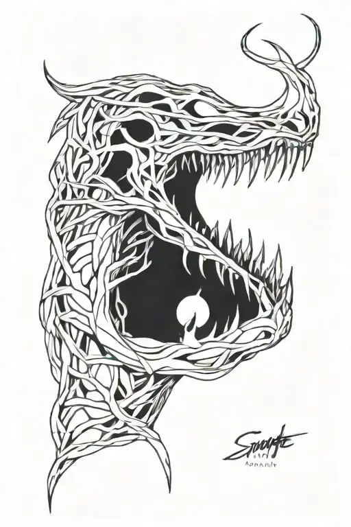 symbiote neck tattoo stick to skin and move forward with sharp lines tattoo design idea