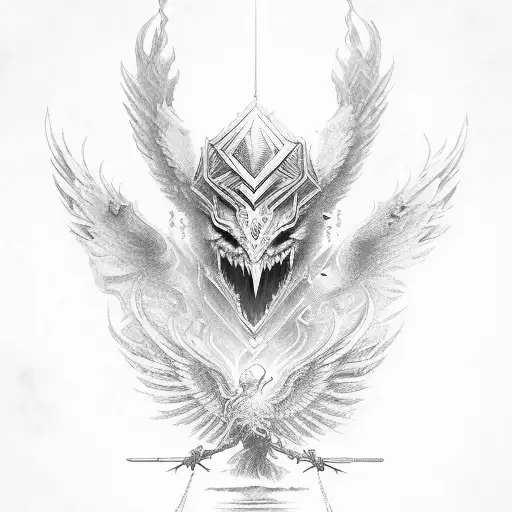 warrior woman Phoenix  tattoo design idea