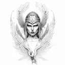 warrior woman Phoenix  tattoo design idea