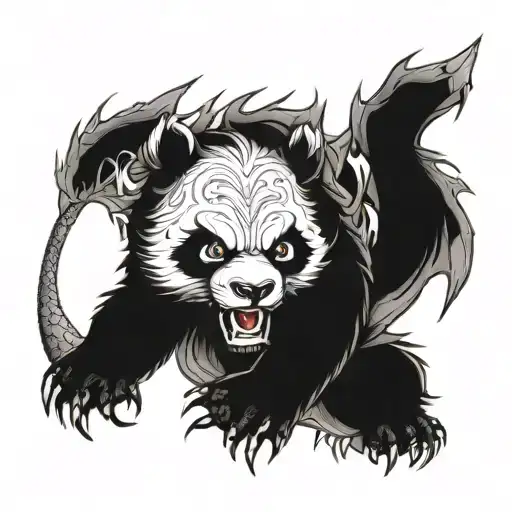 panda dragon angry tattoo design idea