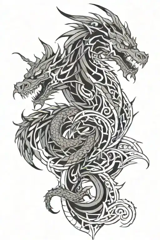 dragon and tribals 3d arm Tattoo tattoo design idea