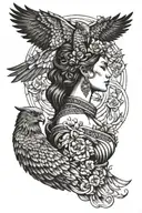goddess with a hawk tattoo design idea