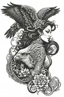 goddess with a hawk tattoo design idea