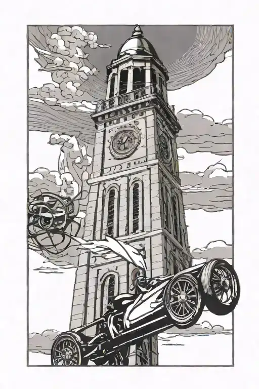 Purdue university bell tower and Indy car tattoo design idea