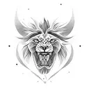Lion head skull  tattoo design idea