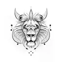 Lion head skull  tattoo design idea