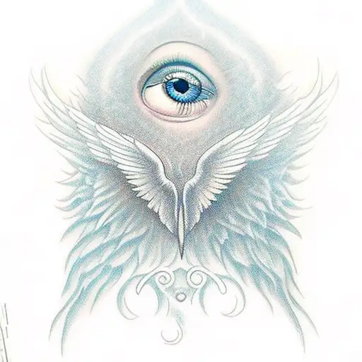 angel with eye in center  tattoo design idea