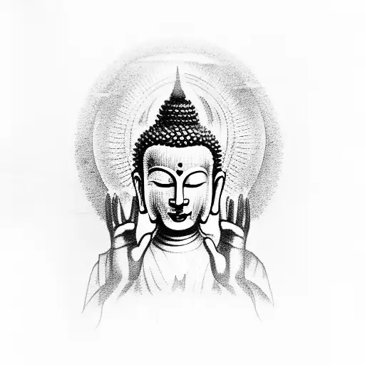 praying buddhist hands tattoo design idea