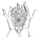 praying buddhist hands tattoo design idea