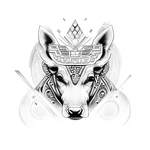 aztec drawings of faces and animals tattoo design idea