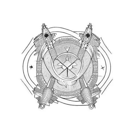 Plane and paw in infinity loop tattoo design idea